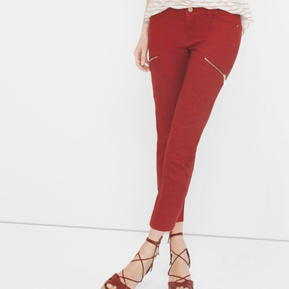 WHBM Twill Skinny Crop Moto Jeans